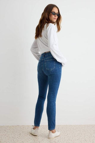 Jeans a vita alta skinny - Blu