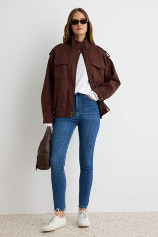 Jeans a vita alta skinny - Blu