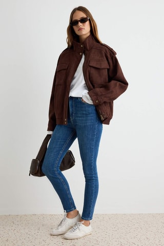 Jeans a vita alta skinny - Blu