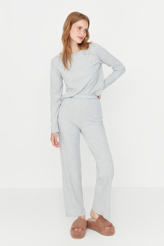 Pijama de tiro alto - Blanco y gris
