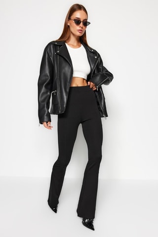 Pantaloni flare a vita alta - Nero - Nero