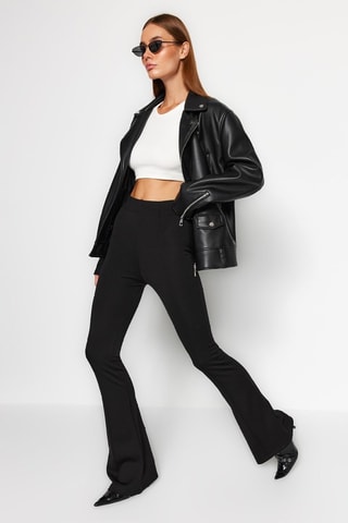 Pantaloni flare a vita alta - Nero - Nero