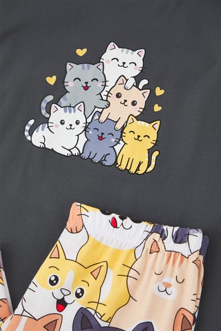 Pijama - Blanco, amarillo y gris
