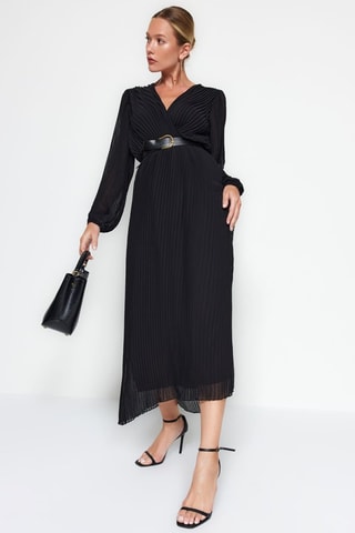 Vestido plisado - Negro