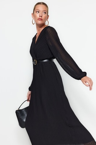 Vestido plisado - Negro