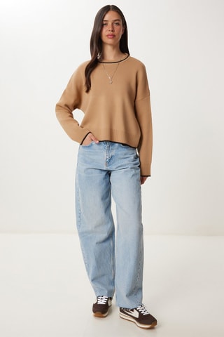 Maglia regular - Beige e nero