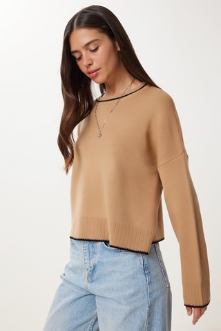 Maglia regular - Beige e nero