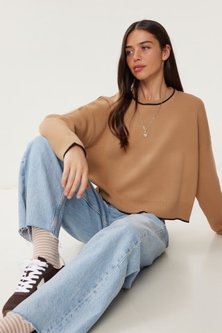 Maglia regular - Beige e nero