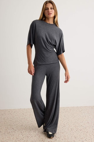 Camiseta y pantalón wide legs - Gris oscuro