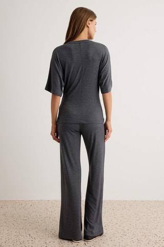 Camiseta y pantalón wide legs - Gris oscuro