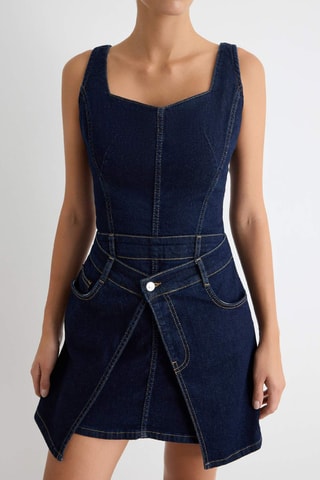 Robe trompe-l’œil en jean - Bleu foncé