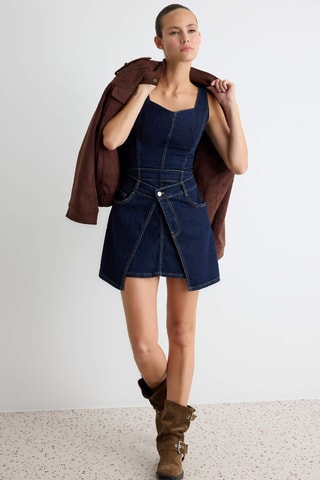 Robe trompe-l’œil en jean - Bleu foncé