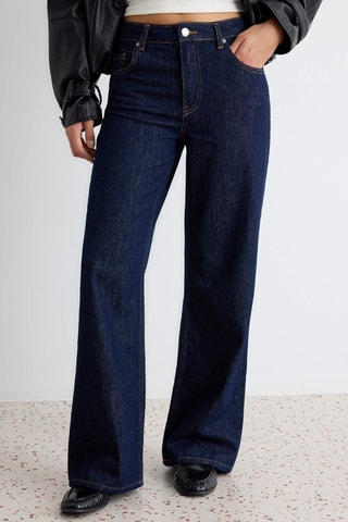 Jeans wide legs a vita alta - Blu scuro