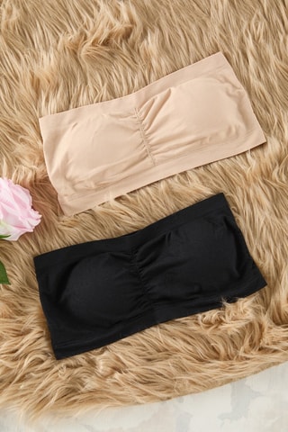 2 sujetadores estilo bandeau - Negro y beige