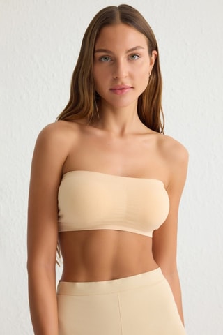 2 sujetadores estilo bandeau - Negro y beige
