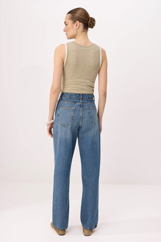 Jeans baggy a vita alta - Blu e grigio