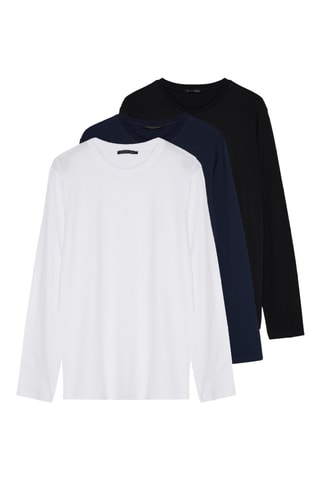 3 t-shirts regular - Blanc, noir et bleu