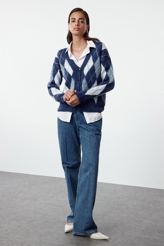 Gilet - Blanc, bleu et gris