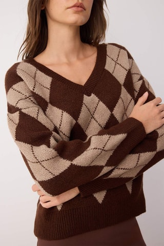 Maglia oversize - Beige e marrone