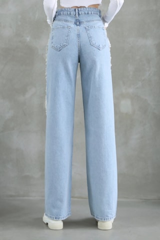 Jeans straight a vita alta - Blu