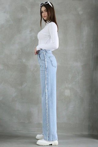 Jeans straight a vita alta - Blu