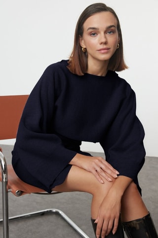 Vestido de tubo y jersey - Azul