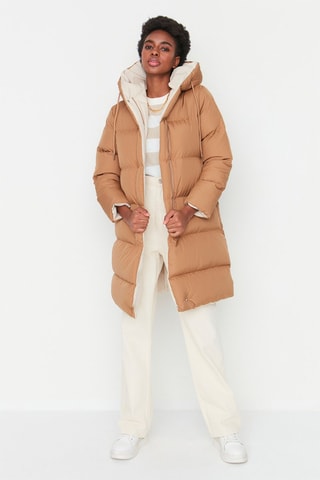 Piumino lungo double face chiaro e beige - Marrone