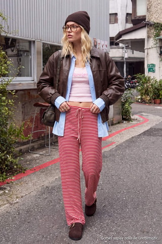 Pantaloni wide legs - Rosso