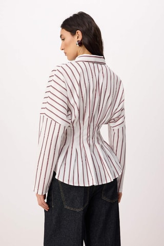 Camicia slim - Marrone - Bianco