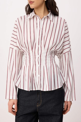 Camicia slim - Marrone - Bianco