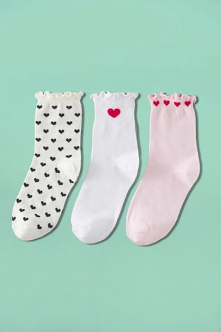 3 pares de calcetines - Blanco, negro, rojo y rosa
