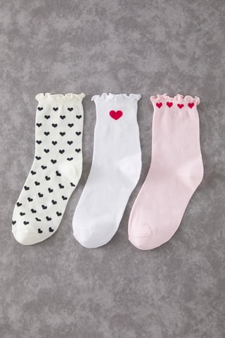 3 pares de calcetines - Blanco, negro, rojo y rosa