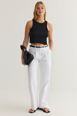 Pantaloni straight - Bianco