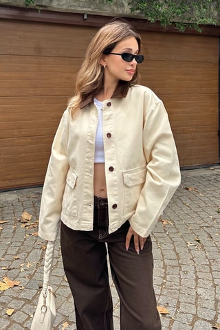 Sovracamicia oversize - Ecrù - Bianco e marrone