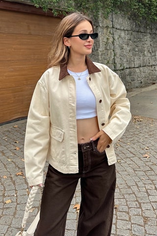 Sovracamicia oversize - Ecrù - Bianco e marrone