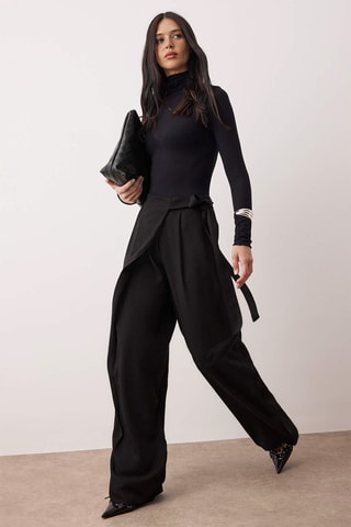 Pantalon wide legs taille haute - Noir