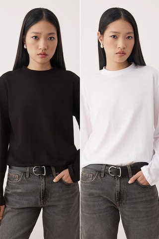 2 t-shirt regular - Nero e bianco - Bianco e nero