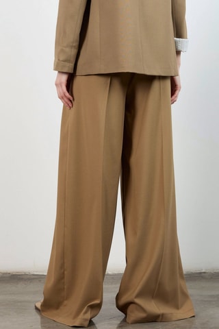 Pantalon wide legs - Marron clair