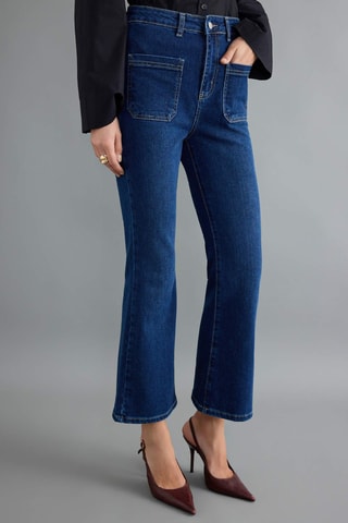 Jeans flare a vita alta - Blu scuro