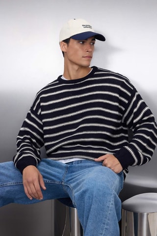 Pull oversize - Blanc et bleu