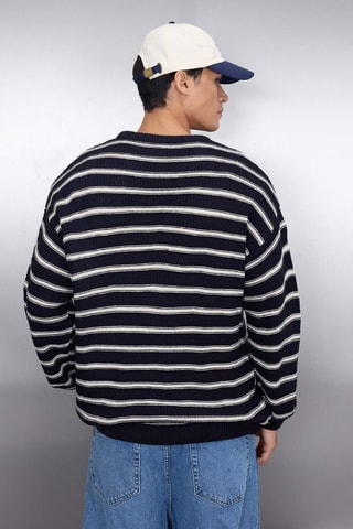 Pull oversize - Blanc et bleu