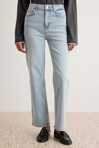 Jeans a vita alta slim - Azzurro