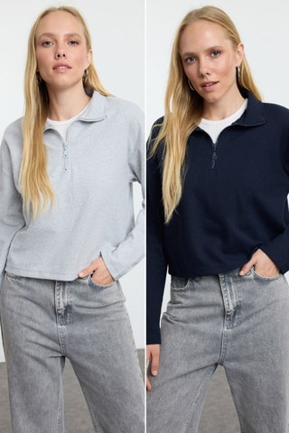 2 sweats regular - Bleu et gris