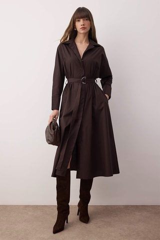 Vestido camisero - Marrón oscuro