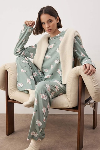 Pijama - Blanco, verde y rosa