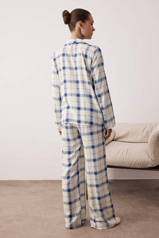 Pijama - Blanco, azul y gris