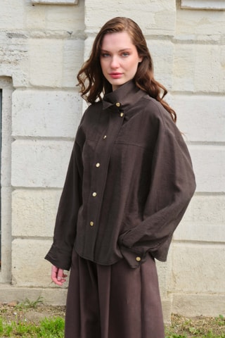 Sovracamicia oversize - Marrone scuro
