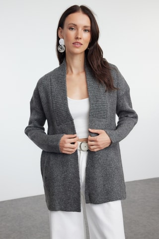 Cardigan oversize - Ecrù - Grigio scuro