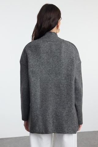 Cardigan oversize - Ecrù - Grigio scuro