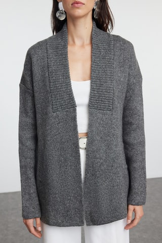 Cardigan oversize - Ecrù - Grigio scuro